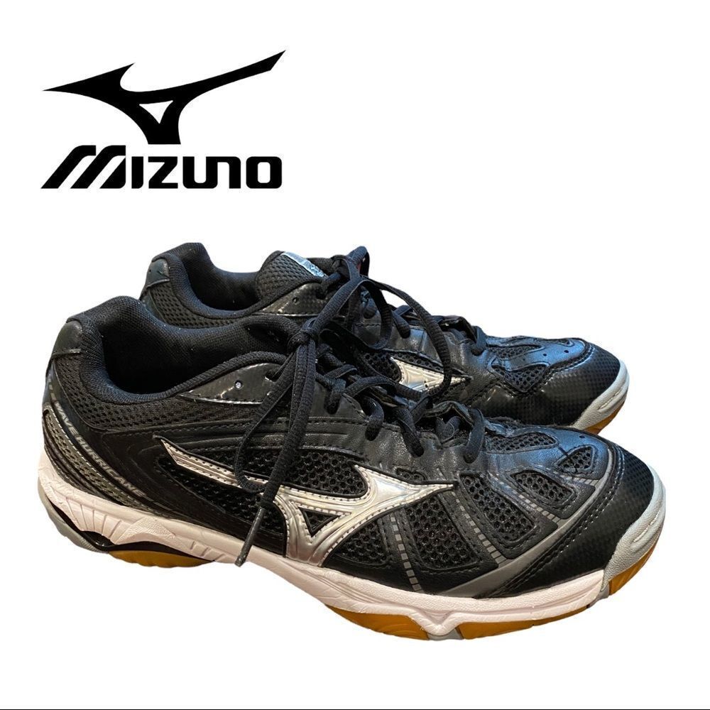 Mizuno Wave Hurricane Black White Silver Women's Volleyball Sneakers Shoes 9